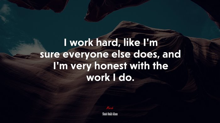 I work hard, like I’m sure everyone else does, and I’m very honest with the work I do. | Shah Rukh Khan quote