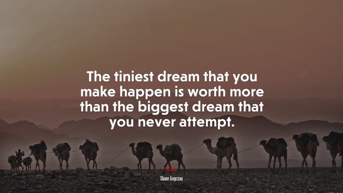 The tiniest dream that you make happen is worth more than the biggest dream that you never attempt. | Shane Koyczan quote