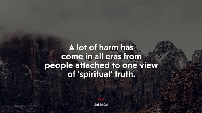 A lot of harm has come in all eras from people attached to one view of ‘spiritual’ truth. | Jon Kabat-Zinn quote