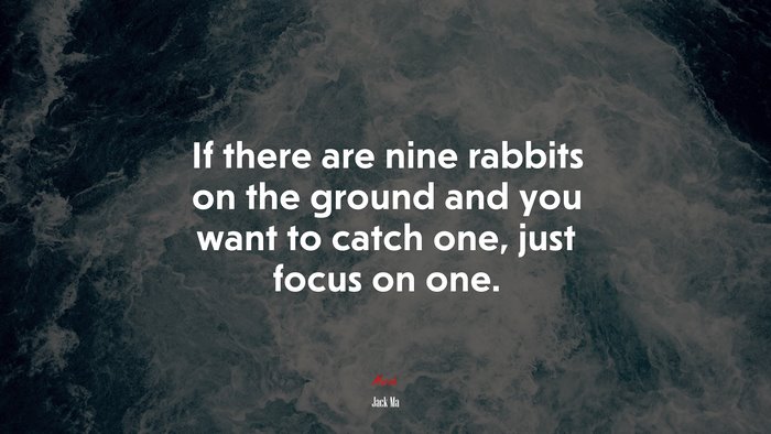 If there are nine rabbits on the ground and you want to catch one, just focus on one. | Jack Ma quote