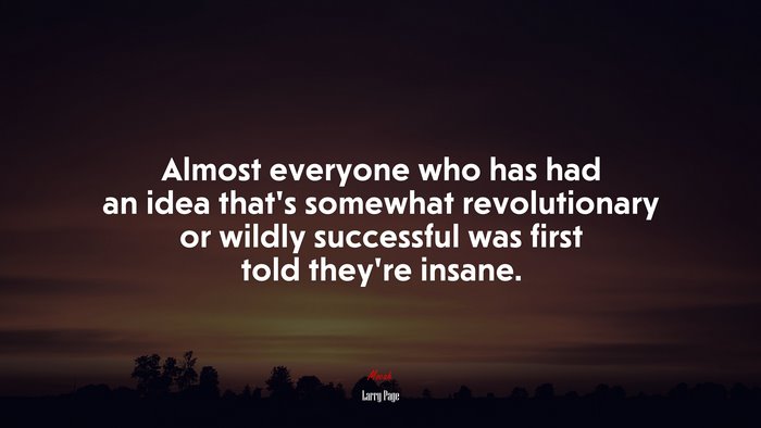 Almost everyone who has had an idea that’s somewhat revolutionary or wildly successful was first told they’re insane. | Larry Page quote