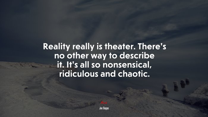 Reality really is theater. There’s no other way to describe it. It’s all so nonsensical, ridiculous and chaotic. | Joe Rogan quote