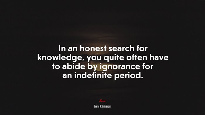 In an honest search for knowledge, you quite often have to abide by ignorance for an indefinite period. | Erwin Schrödinger quote