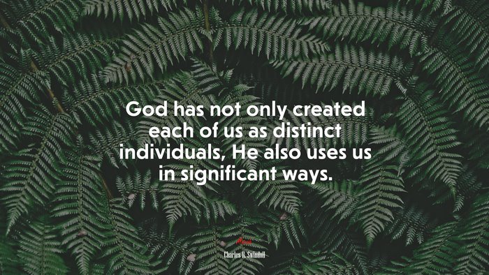 God has not only created each of us as distinct individuals, He also uses us in significant ways. | Charles R. Swindoll quote