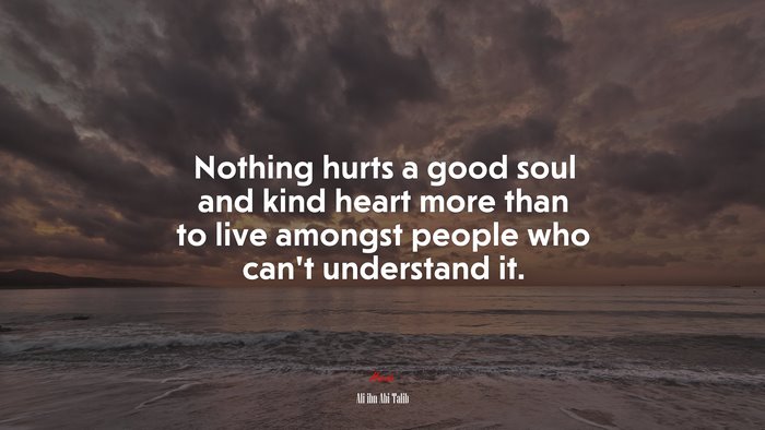 Nothing hurts a good soul and kind heart more than to live amongst people who can’t understand it. | Ali ibn Abi Talib quote