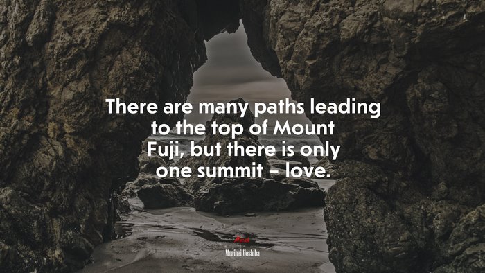 There are many paths leading to the top of Mount Fuji, but there is only one summit – love. | Morihei Ueshiba quote
