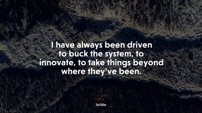 I have always been driven to buck the system, to innovate, to take things beyond where they’ve been. | Sam Walton quote