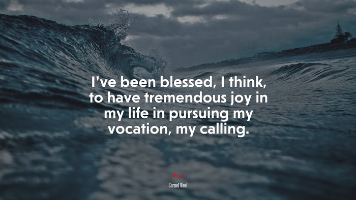 I’ve been blessed, I think, to have tremendous joy in my life in pursuing my vocation, my calling. | Cornel West quote