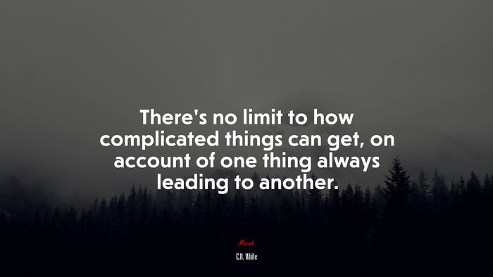 There’s no limit to how complicated things can get, on account of one thing always leading to another. | E.B. White quote