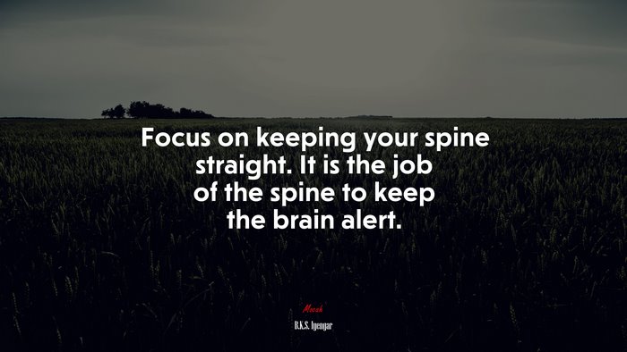 Focus on keeping your spine straight. It is the job of the spine to keep the brain alert. | B.K.S. Iyengar quote