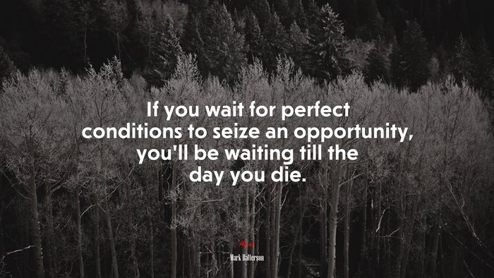 If you wait for perfect conditions to seize an opportunity, you’ll be waiting till the day you die. | Mark Batterson quote