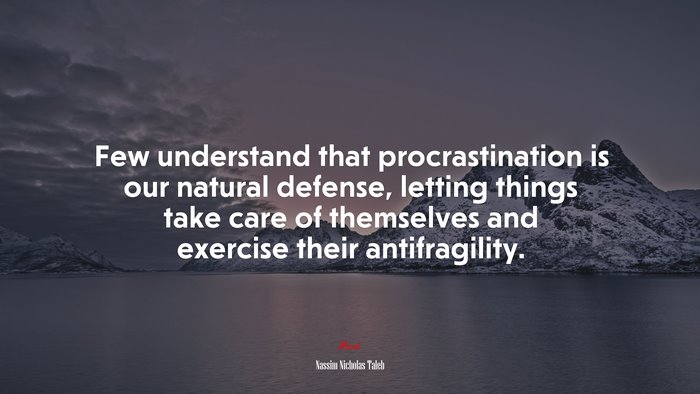 Few understand that procrastination is our natural defense, letting things take care of themselves and exercise their antifragility. | Nassim Nicholas Taleb quote