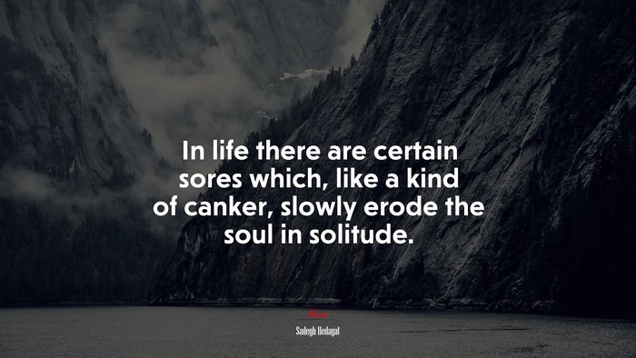 In life there are certain sores which, like a kind of canker, slowly erode the soul in solitude. | Sadegh Hedayat quote