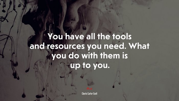 You have all the tools and resources you need. What you do with them is up to you. | Cherie Carter-Scott quote