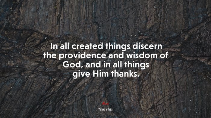 In all created things discern the providence and wisdom of God, and in all things give Him thanks. | Teresa of Ávila quote