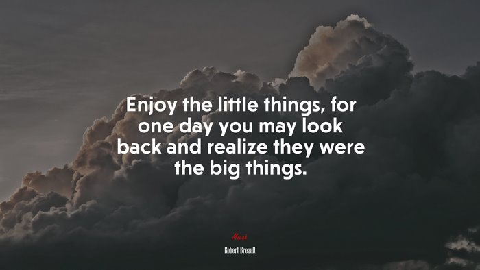 Enjoy the little things, for one day you may look back and realize they were the big things. | Robert Breault quote