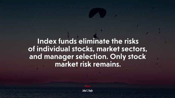 Index funds eliminate the risks of individual stocks, market sectors, and manager selection. Only stock market risk remains. | John C. Bogle quote