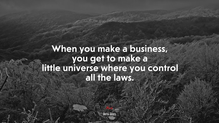 When you make a business, you get to make a little universe where you control all the laws. | Derek Sivers quote
