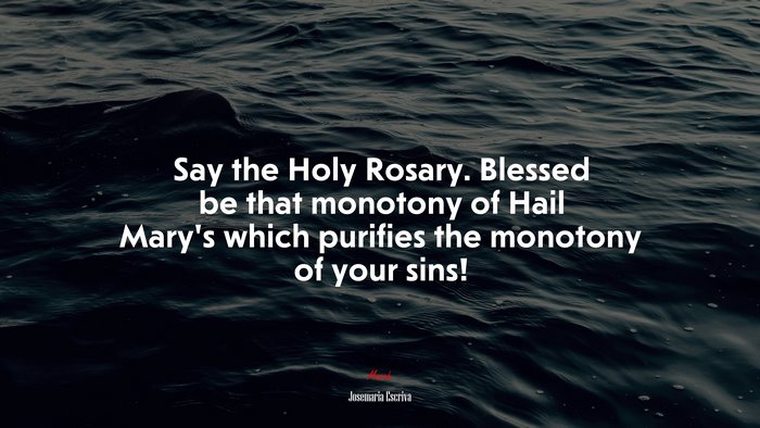 Say the Holy Rosary. Blessed be that monotony of Hail Mary’s which purifies the monotony of your sins! | Josemaría Escrivá quote