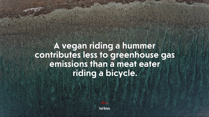 A vegan riding a hummer contributes less to greenhouse gas emissions than a meat eater riding a bicycle. | Paul Watson quote