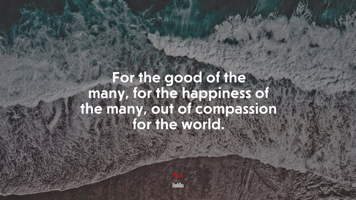 For the good of the many, for the happiness of the many, out of compassion for the world. | Buddha quote