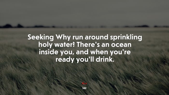 Seeking Why run around sprinkling holy water? There’s an ocean inside you, and when you’re ready you’ll drink. | Kabir quote