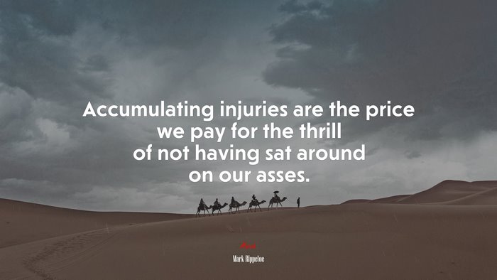 Accumulating injuries are the price we pay for the thrill of not having sat around on our asses. | Mark Rippetoe quote