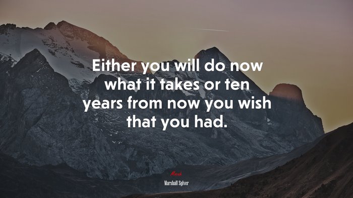 Either you will do now what it takes or ten years from now you wish that you had. | Marshall Sylver quote
