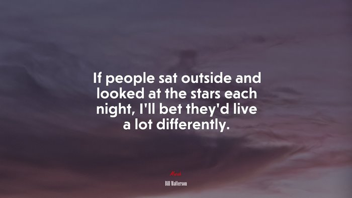 If people sat outside and looked at the stars each night, Ill bet theyd live a lot differently. | Bill Watterson quote