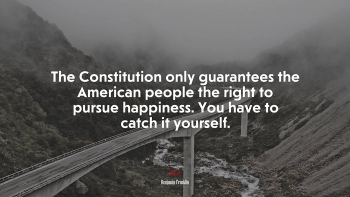 The Constitution only guarantees the American people the right to pursue happiness. You have to catch it yourself. | Benjamin Franklin quote