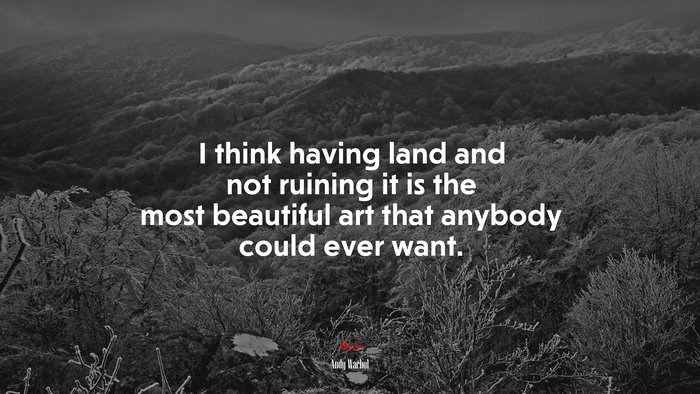 I think having land and not ruining it is the most beautiful art that anybody could ever want. | Andy Warhol quote
