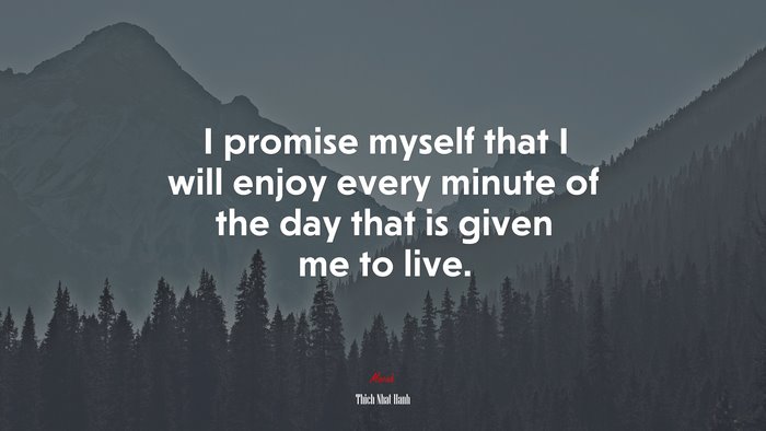I promise myself that I will enjoy every minute of the day that is given me to live. | Thich Nhat Hanh quote