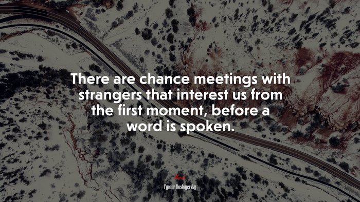 There are chance meetings with strangers that interest us from the first moment, before a word is spoken. | Fyodor Dostoyevsky quote