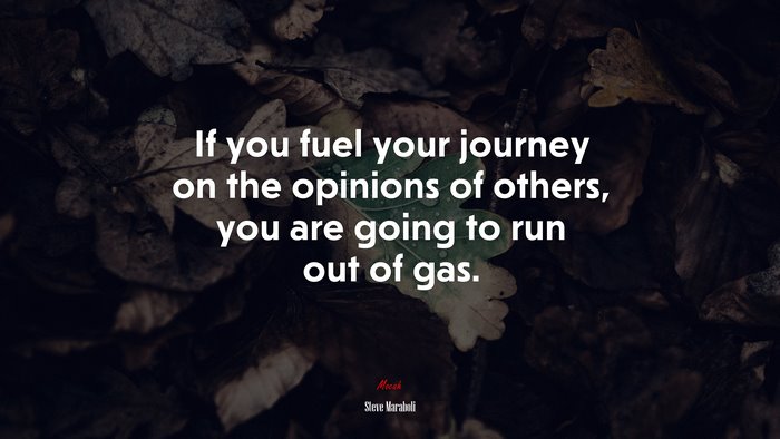If you fuel your journey on the opinions of others, you are going to run out of gas. | Steve Maraboli quote