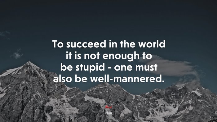 To succeed in the world it is not enough to be stupid - one must also be well-mannered. | Voltaire quote