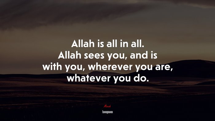 Allah is all in all. Allah sees you, and is with you, wherever you are, whatever you do. | Anonymous quote