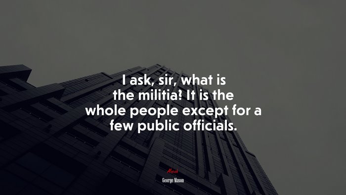 I ask, sir, what is the militia? It is the whole people except for a few public officials. | George Mason quote