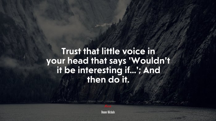 Trust that little voice in your head that says ‘Wouldn’t it be interesting if...’; And then do it. | Duane Michals quote