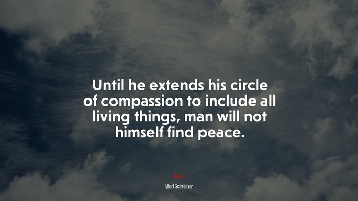 Until he extends his circle of compassion to include all living things, man will not himself find peace. | Albert Schweitzer quote