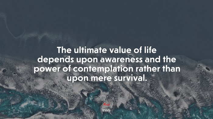 The ultimate value of life depends upon awareness and the power of contemplation rather than upon mere survival. | Aristotle quote