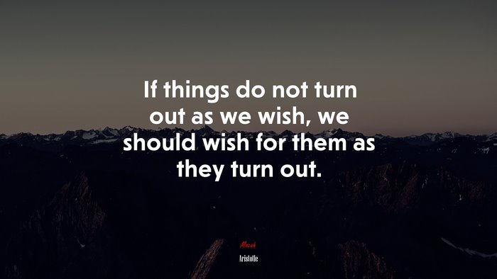 If things do not turn out as we wish, we should wish for them as they turn out. | Aristotle quote