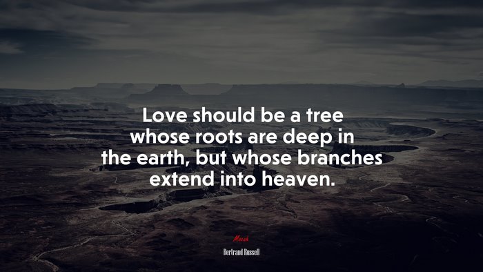 Love should be a tree whose roots are deep in the earth, but whose branches extend into heaven. | Bertrand Russell quote