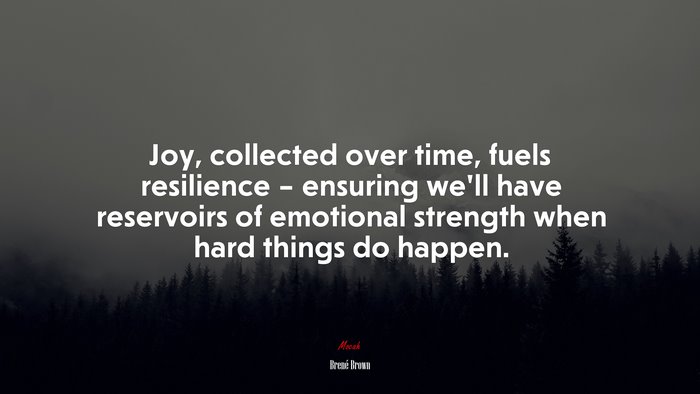 Joy, collected over time, fuels resilience – ensuring we’ll have reservoirs of emotional strength when hard things do happen. | Brené Brown quote
