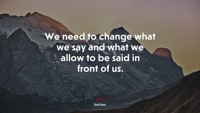 We need to change what we say and what we allow to be said in front of us. | Brené Brown quote