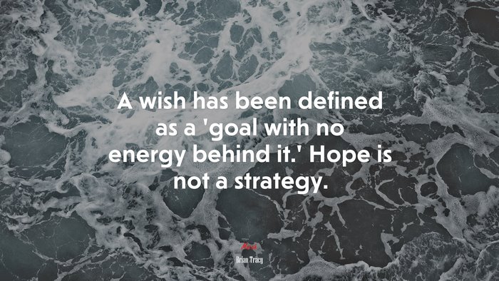 A wish has been defined as a ‘goal with no energy behind it.’ Hope is not a strategy. | Brian Tracy quote
