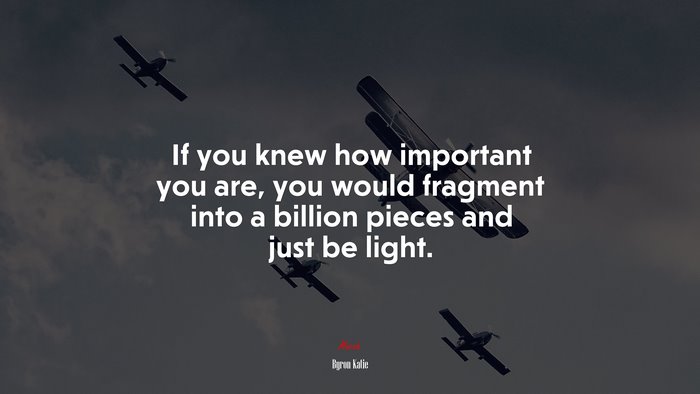 If you knew how important you are, you would fragment into a billion pieces and just be light. | Byron Katie quote