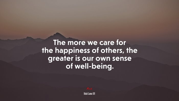 The more we care for the happiness of others, the greater is our own sense of well-being. | Dalai Lama XIV quote