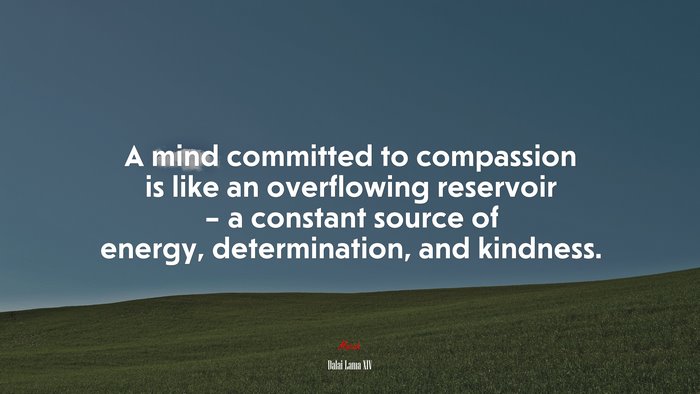 A mind committed to compassion is like an overflowing reservoir – a constant source of energy, determination, and kindness. | Dalai Lama XIV quote
