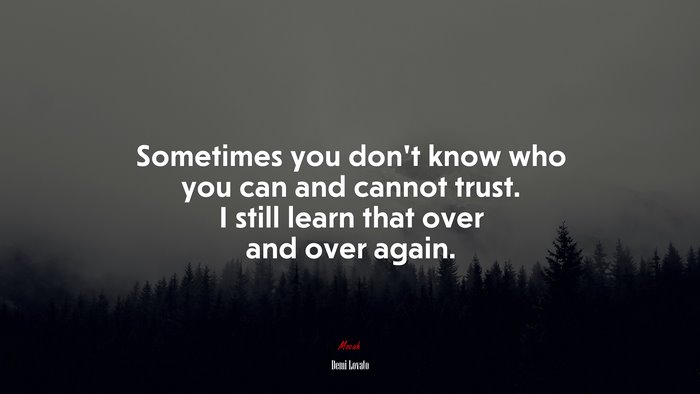 Sometimes you don’t know who you can and cannot trust. I still learn that over and over again. | Demi Lovato quote