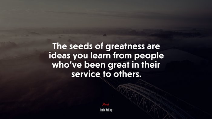 The seeds of greatness are ideas you learn from people who’ve been great in their service to others. | Denis Waitley quote